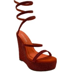 Azalea Wang "Take Me To The Cosmo" Wedge Orange Platform Sandal Size 7.5